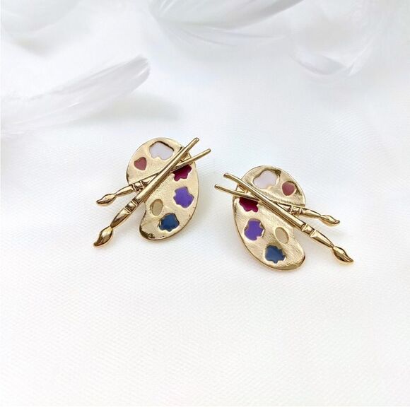 Paint pallet stud earrings N43 - Picture 1 of 6